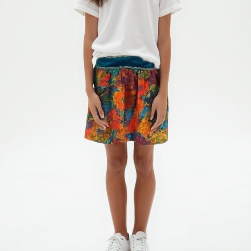 Joan Priest Girls Abstract Floral Mini Skirt | Size 128 (8-9Y) | Vibrant Boho❤️